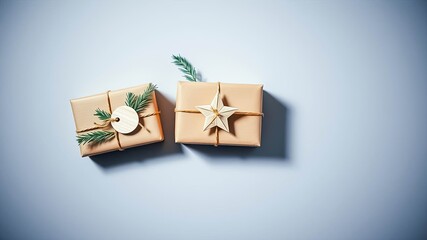 Simply wrapped gifts with rustic charm and natural decorations