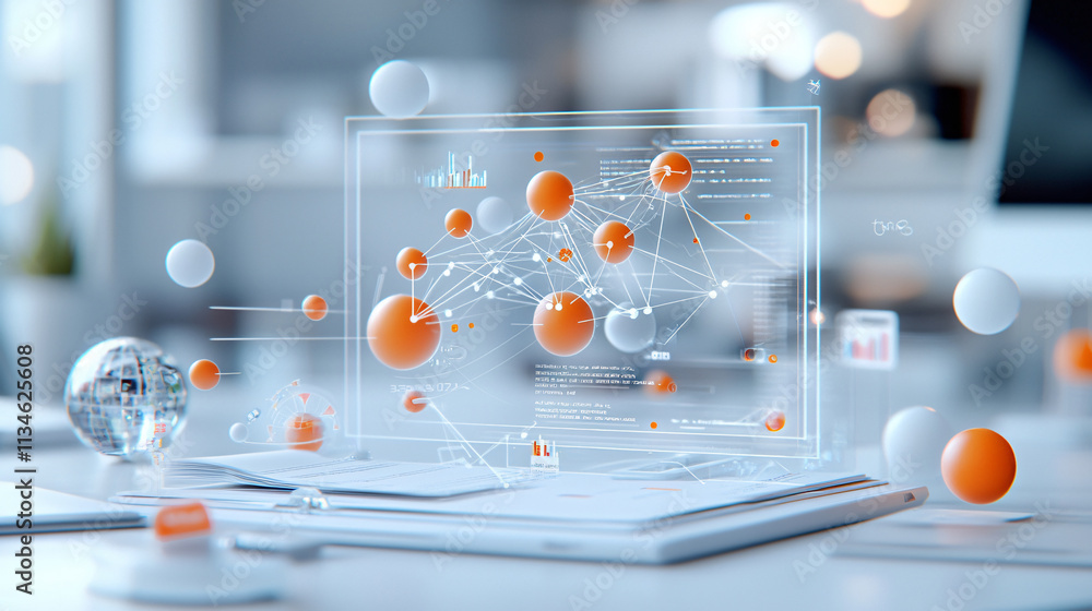 Leinwandbilder innovative data analytics visualization with floating graphs and charts, showcasing strategic insigh