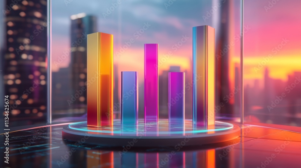 Poster Vibrant Bar Graph Representing Data Insights in Urban Environment