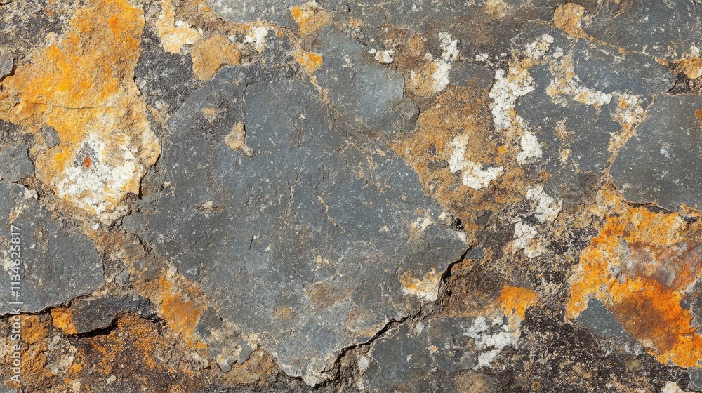 Aufkleber textured surface of weathered rock showing intricate patterns and color variations of gray and orang