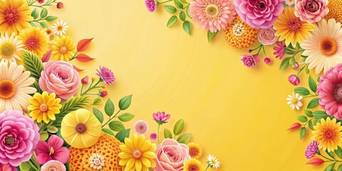 Vibrant floral pattern featuring yellow and pink colors , vibrant, floral, pattern, yellow, pink, colorful, bright