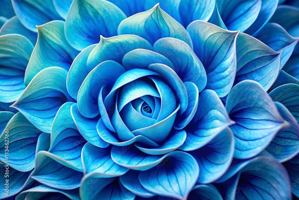 Poster aerial view of an abstract swirl of blue petals creating a calming and serene visual effect perfect 