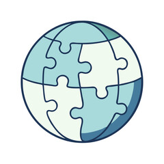 Globe puzzle icon for global unity