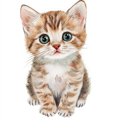 Cute baby cat illustration with big eyes and soft fur, perfect for art lovers