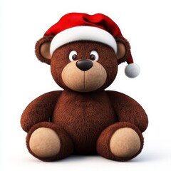 Cute teddy bear wearing a Santa hat