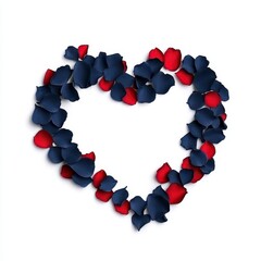 Obraz premium Heart shape made of red and blue rose petals