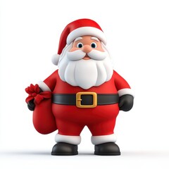 Obraz premium Cheerful cartoon Santa Claus with gift bag