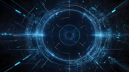 Obraz premium futuristic business background featuring glowing, overlapping orbital paths in neon blue and white on a dark backdrop