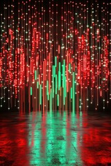 Abstract Neon Light Installation Red And Green Bars
