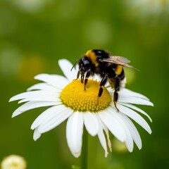 Closeup of a Bombus terrestris, the buff-tailed bumblebee or large earth bumblebee, feeding nectar of pink flowers
