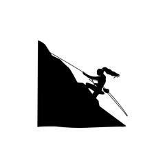 Rock climbing mountain silhouette