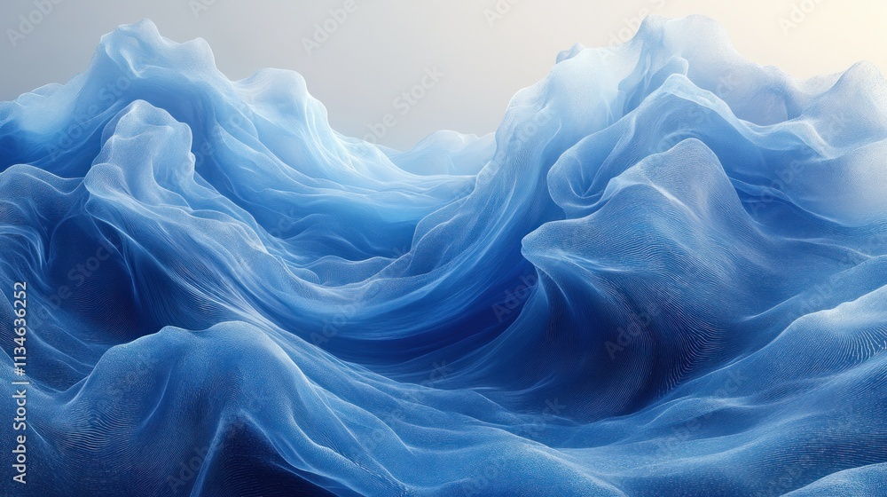 Aufkleber a serene abstract representation of flowing blue waves, evoking calmness and tranquility.