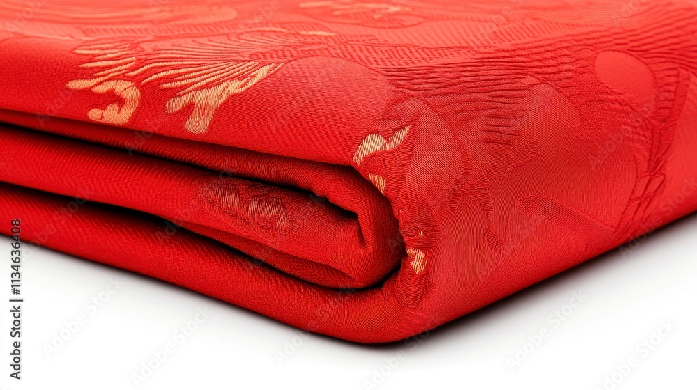Poster Elegant red fabric with intricate patterns
