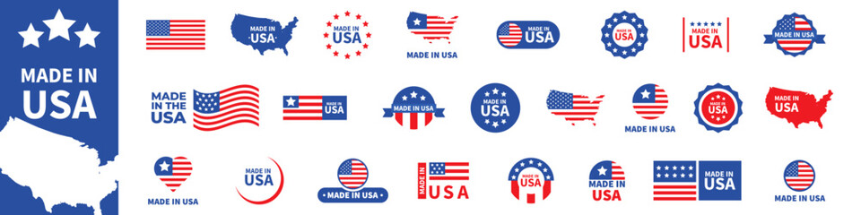 Made in USA. Made in USA badges and emblems. USA made product icon. Vector illustration