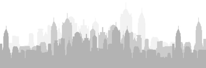 Naklejka premium City silhouette. Panorama cityscape skyline building silhouettes. Vector illustration