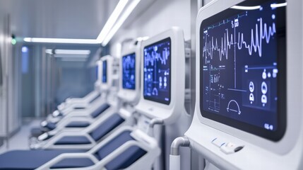 Advanced medical monitoring systems in a modern hospital ward technology healthcare clinical environment close-up view innovation