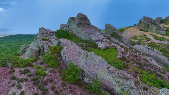 Landscape at the castle of Zafra (12th century). Municipality Campillo Due&ntilde;as. Aerial view from drone. Molina Alto Tajo Geopark. Alto Tajo Natural Park. Guadalajara. Castilla la Mancha. Spain. Europe