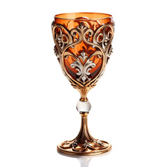 Metal goblet on white background