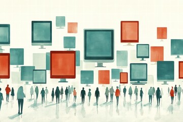 Digital Connection People and Screens