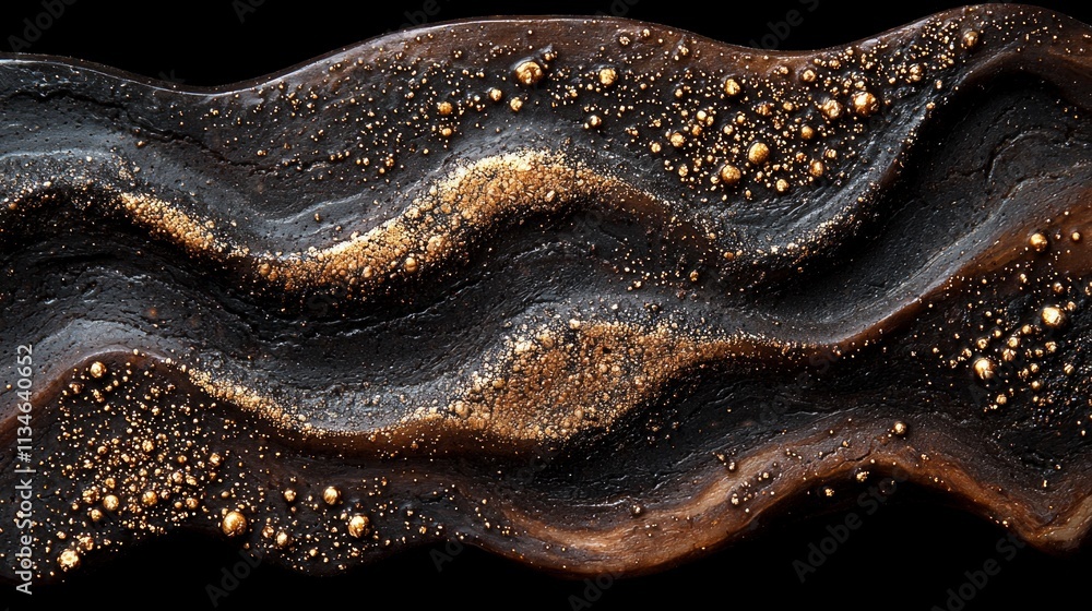 Poster design features rich blend of mocha mousse textures reminiscent of wood grain marble veining and lea