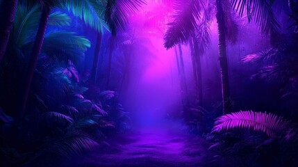 Mysterious purple rainforest at dusk