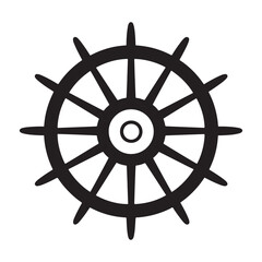 Ship wheel silhouette vector illustration, icon design