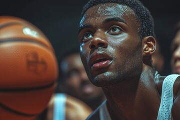 Sweaty Basketball Player Looking Up