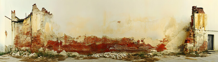 Ruined Brick Wall Background Illustration