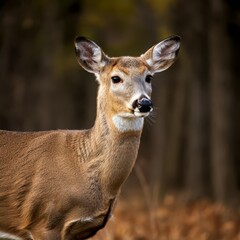 Fototapeta premium White Tailed Deer Outdoors against green foliage 