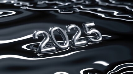 2025 emerging from liquid mercurylike surface
