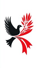 Fototapeta premium Stylized bird and olive branch illustration