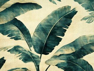 Teal Banana Leaf Illustration
