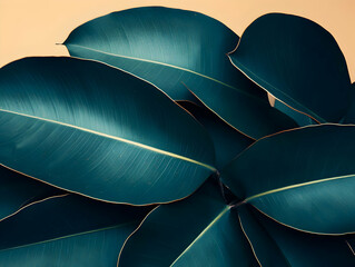 Teal Tropical Leaf Illustration