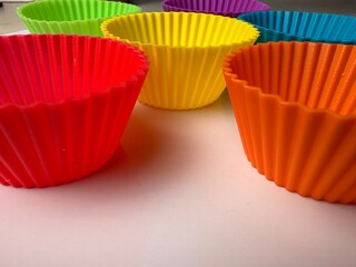 Silicone multi-colored cupcake molds