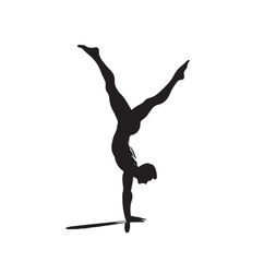 A man doing a handstand silhouette vector illustration