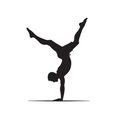 A man doing a handstand silhouette vector illustration