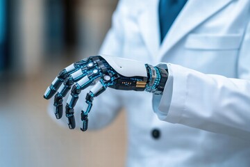 Robotic Hand in Doctor's Lab Coat