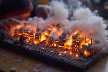 Burning Cityscape Diorama