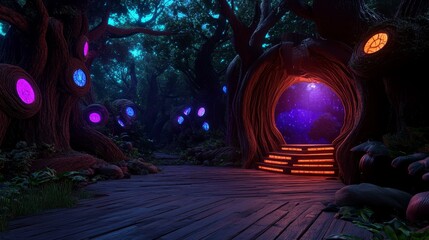 Obraz premium Enchanting forest pathway leading to a mystical portal