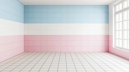 Painting a transgender pride mural in a brightly colored room interior design modern setting