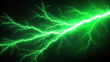 Green lightning bolt striking isolated on background, electricity, power, energy, storm, weather, electric, charge