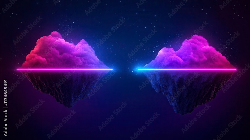 Poster floating color clouds in a cosmic setting