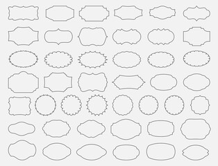 Fototapeta premium Set of frames: white, black, white outline, black outline. Background, border, design, picture, element, frame, geometric, graphic, icon, illustration, isolated, label