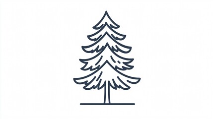 Obraz premium Minimalistic Pine Tree Outline Icon on Transparent Background for Graphic Design Projects