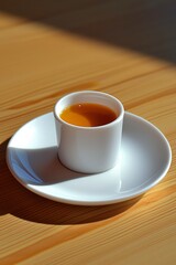 Obraz premium A Small White Cup Of Tea On A Saucer