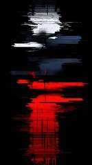 Obraz premium Abstract digital art: Red, white, and black streaks create a dynamic, intense visual.