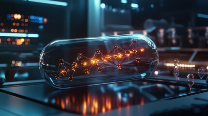 Digital art science lab innovative close-up of molecular structure visualization technology