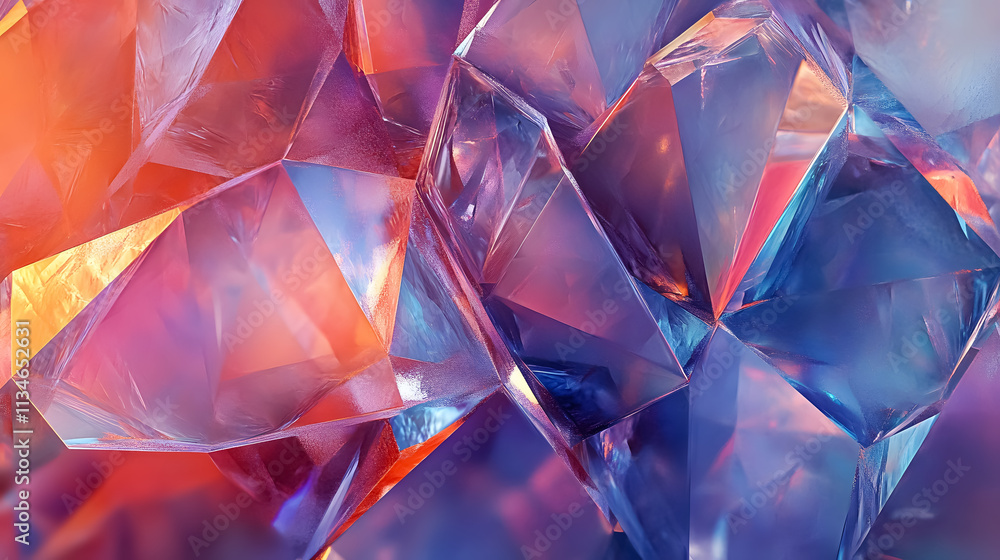Poster an abstract 3d render of crystal backgrounds with iridescent textures.