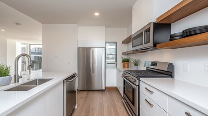 Modern kitchen with sleek appliances and bright design