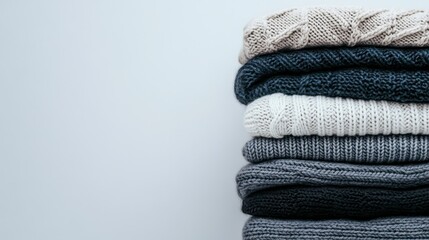 stack of cozy knitted sweaters